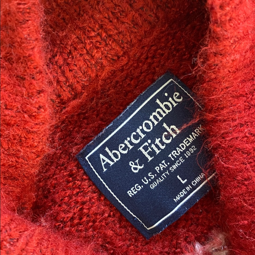 Abercrombie &‎ Fitch Red and White Snowflake Sweater Large - Picture 5 of 5